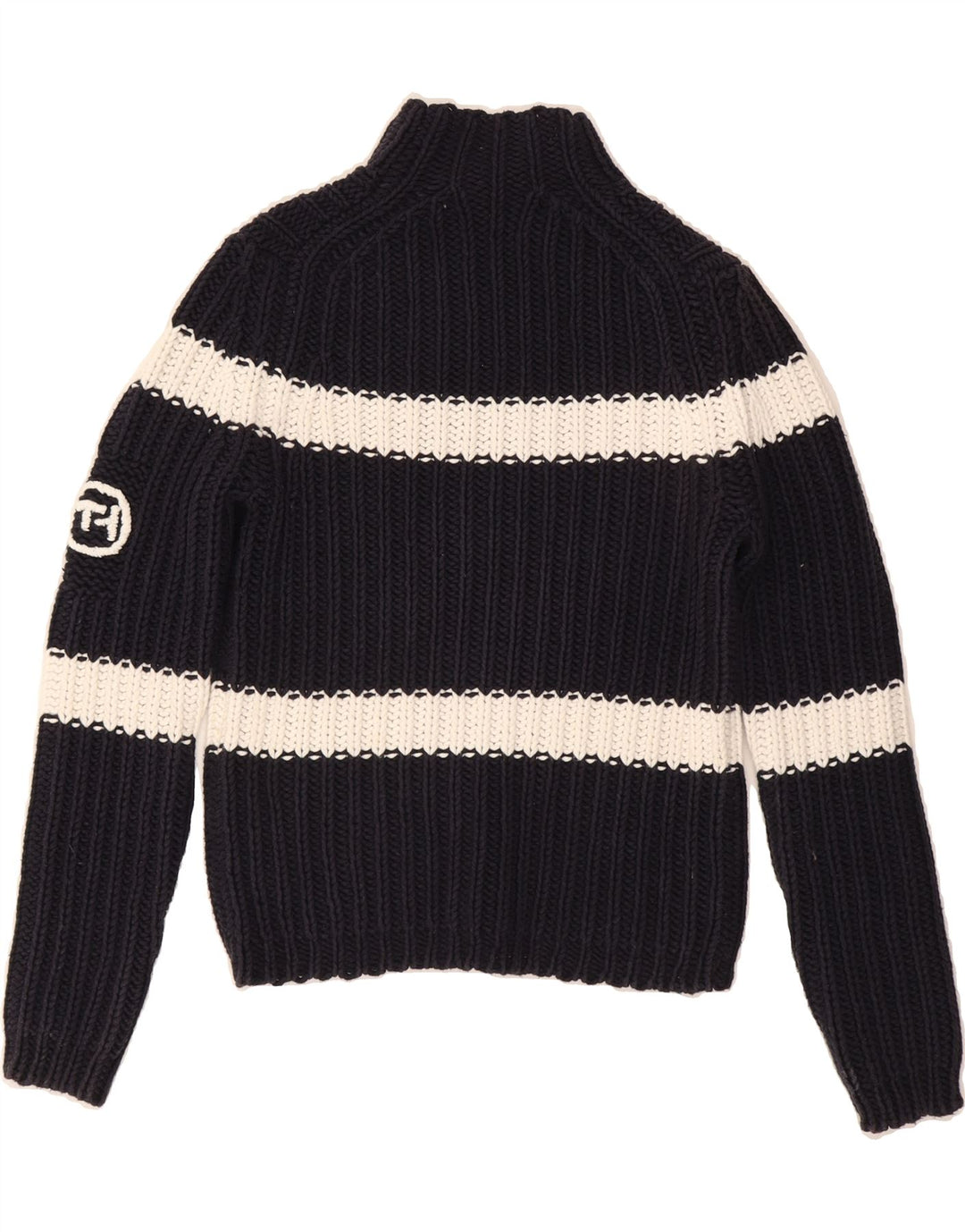 TOMMY HILFIGER Womens Turtle Neck Jumper Sweater UK 12 Medium Navy Blue Vintage Tommy Hilfiger and Second-Hand Tommy Hilfiger from Messina Hembry 