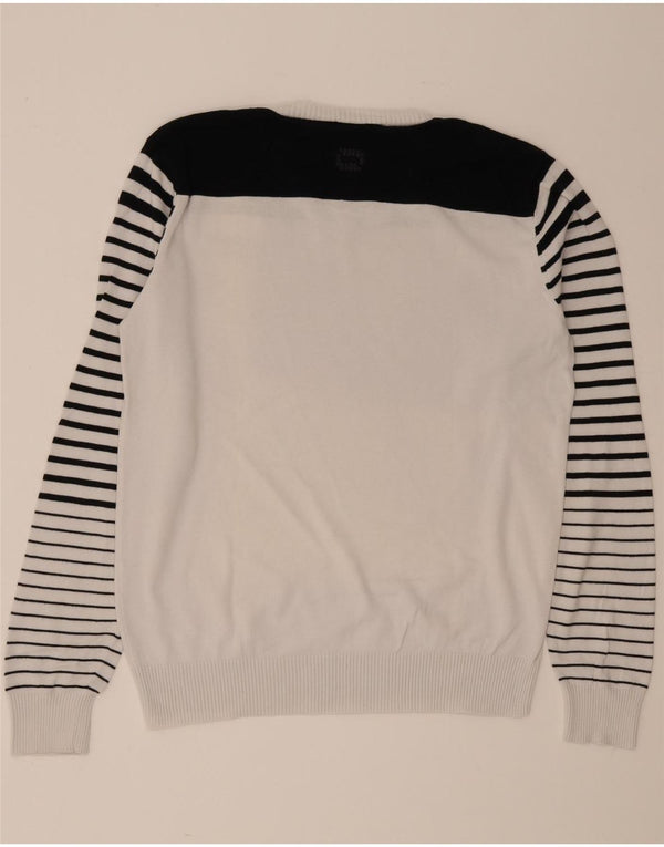 Jack & Jones Herren-Pullover mit V-Ausschnitt, Größe L, Weiß, Farbblock