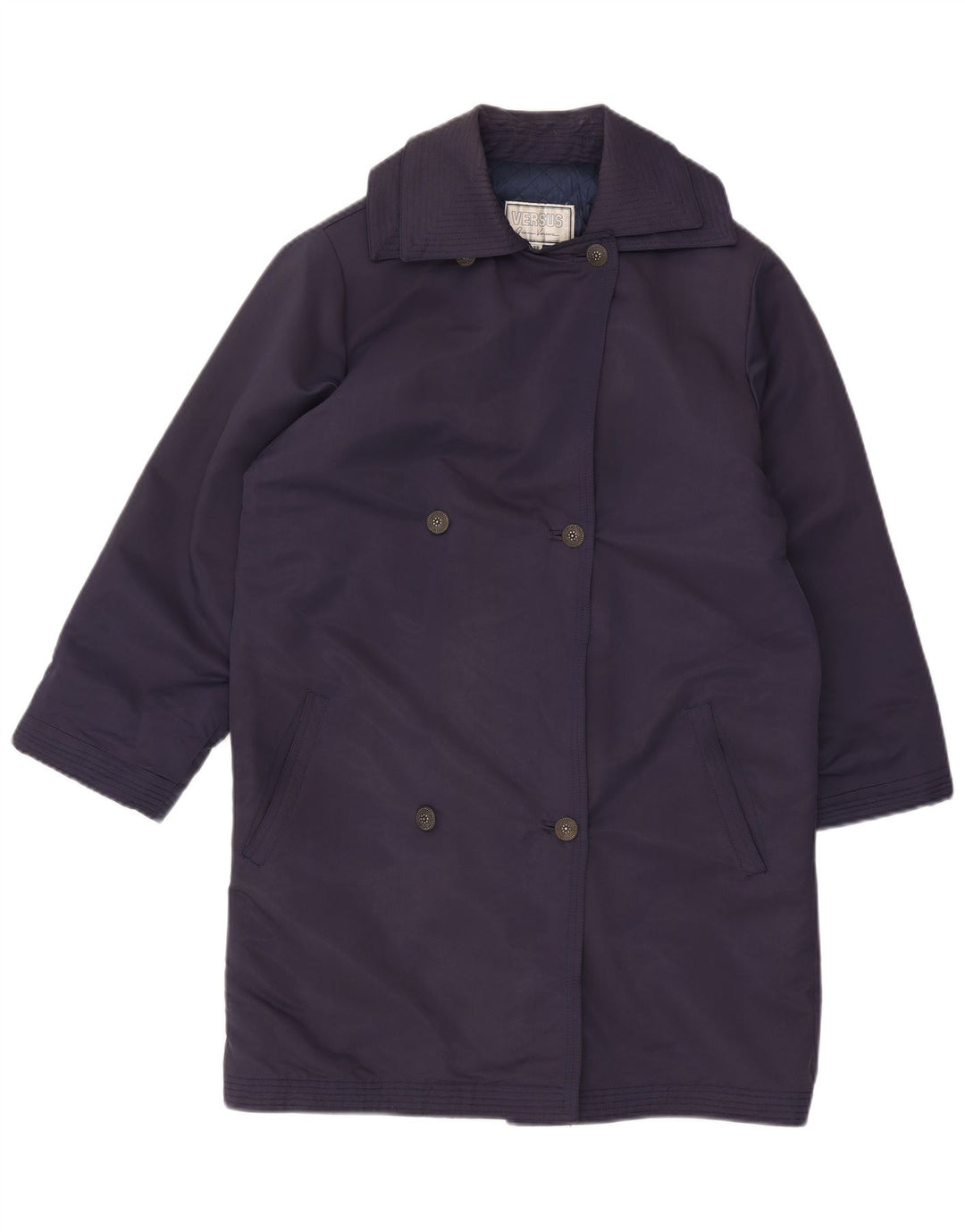 Versus By Gianni Versace Womens Double Breasted Coat IT 42 Medium Navy Blue