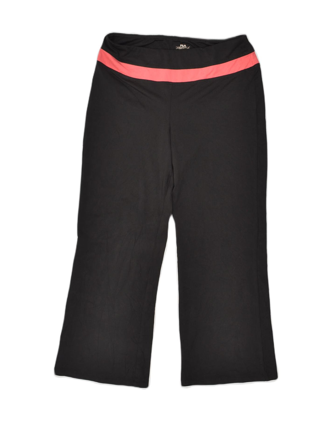 FILA Womens Capri Tracksuit Trousers UK 14 Large Black Polyester | Vintage Fila | Thrift | Second-Hand Fila | Used Clothing | Messina Hembry 