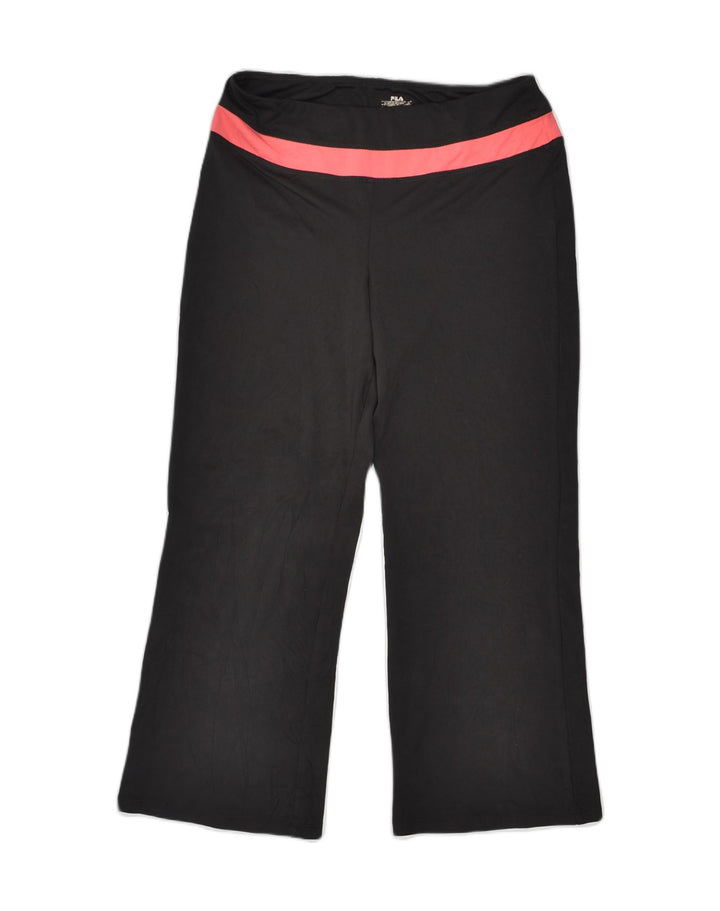 FILA Womens Capri Tracksuit Trousers UK 14 Large Black Polyester | Vintage Fila | Thrift | Second-Hand Fila | Used Clothing | Messina Hembry 