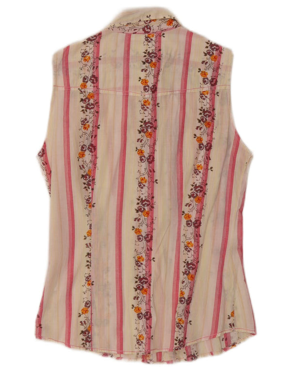 Think Pink Womens Sleeveless Shirt UK 12 Medium White Floral