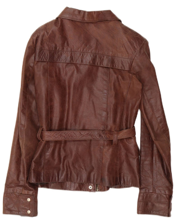 Lavorazione Artigianale Womens Leather Jacket UK 10 Small Brown