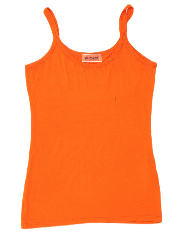 Vintage Womens Cami Top UK 14 Large Orange Viscose