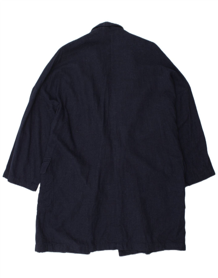 ZARA Womens Oversized Overcoat UK 16 Large Navy Blue Viscose