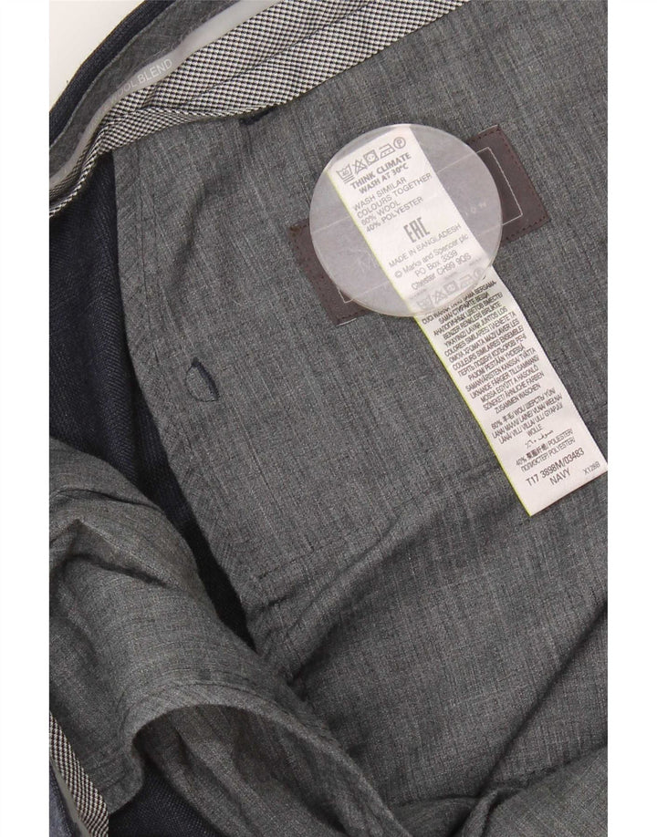 Marks & Spencer Mens Tailored Fit Suit Trousers W42 L31 Navy Blue Check