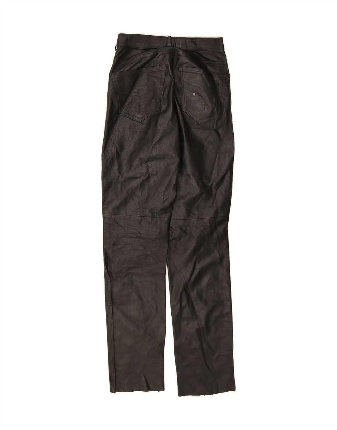 VINTAGE Womens Straight Trousers IT 44 Medium W29 L33 Black Leather Vintage Vintage and Second-Hand Vintage from Messina Hembry 