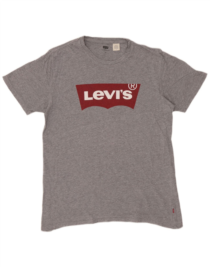 LEVI'S Mens Graphic T-Shirt Top Medium Grey Flecked Cotton