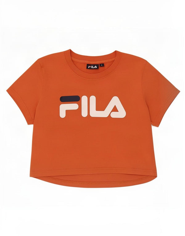 Fila Camiseta corta gráfica para mujer Top UK 44 Grande Algodón naranja