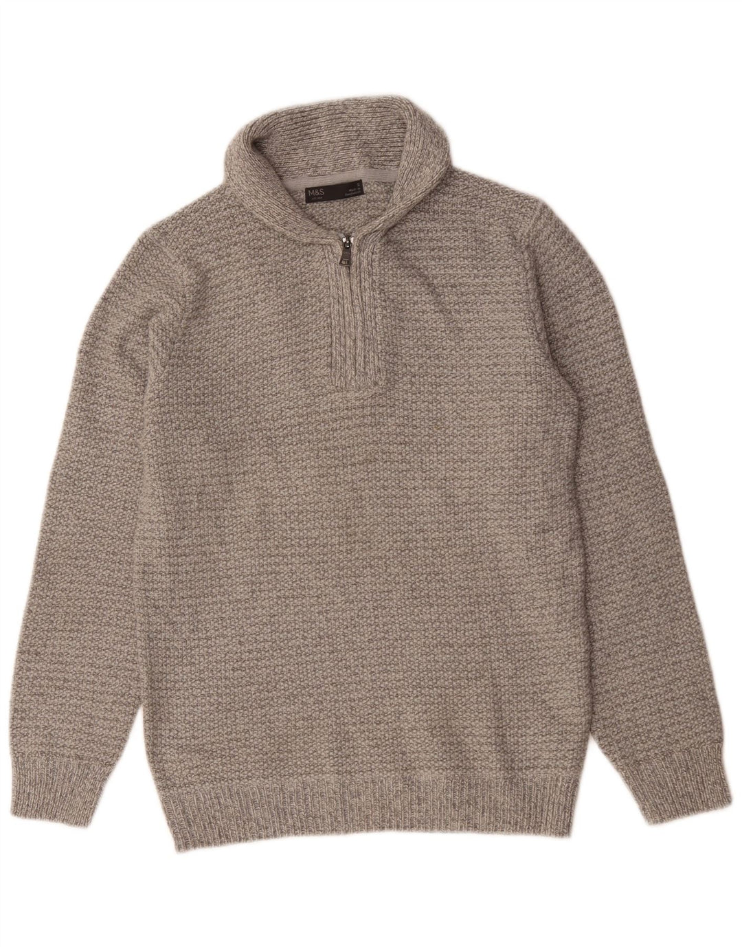 Marks & Spencer Mens Polo Neck Jumper Sweater Small Grey Acrylic