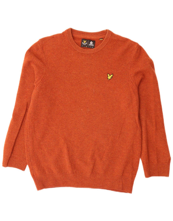 Lyle & Scott Mens Loose Fit Crew Neck Jumper Sweater Medium Orange