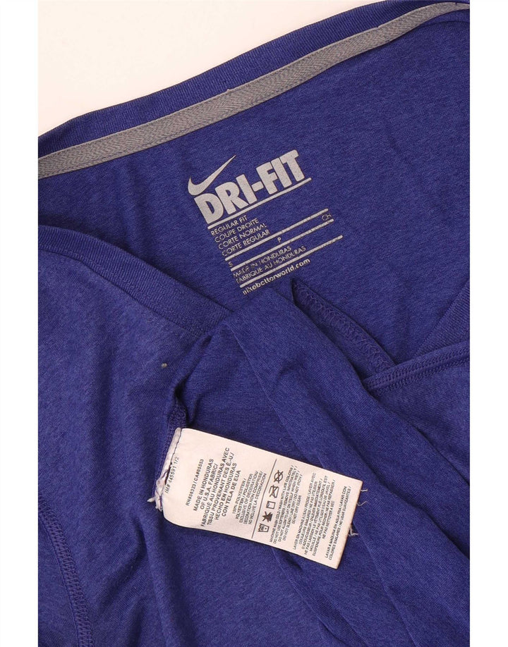 Nike Womens Dri Fit Regular Fit T-Shirt Top UK 10 Small Blue Polyester