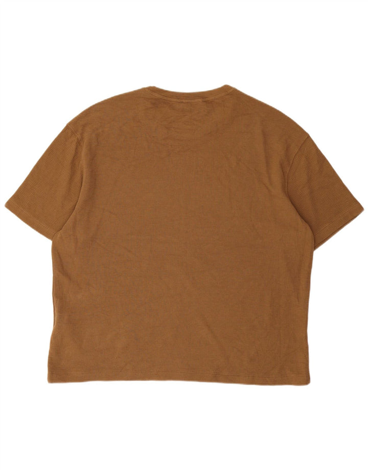 Zara Mens T-Shirt Top Large Beige Cotton