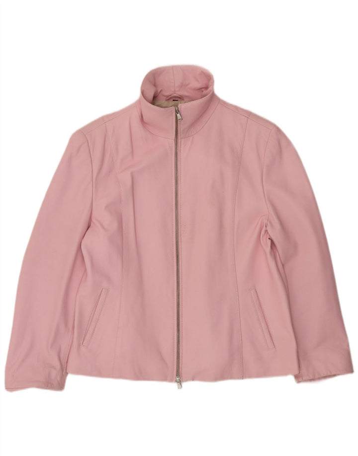 CABRINI Womens Leather Jacket UK 16 Large Pink Leather