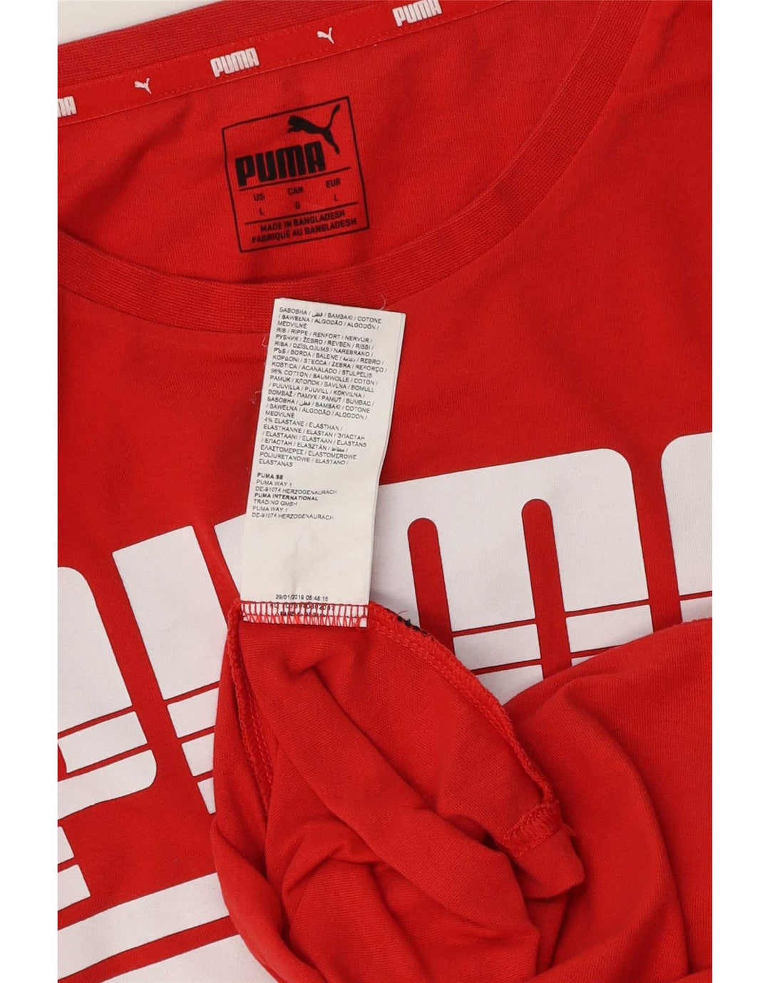Puma Mens Graphic T-Shirt Top Large Red Cotton
