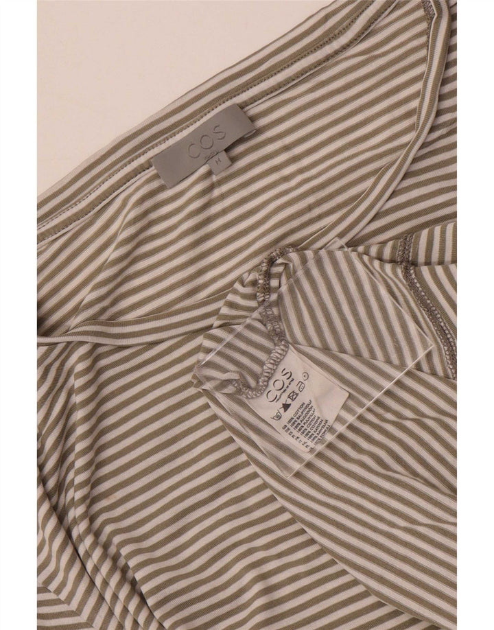 Cos Womens T-Shirt Top UK 14 Medium Grey Striped Cotton