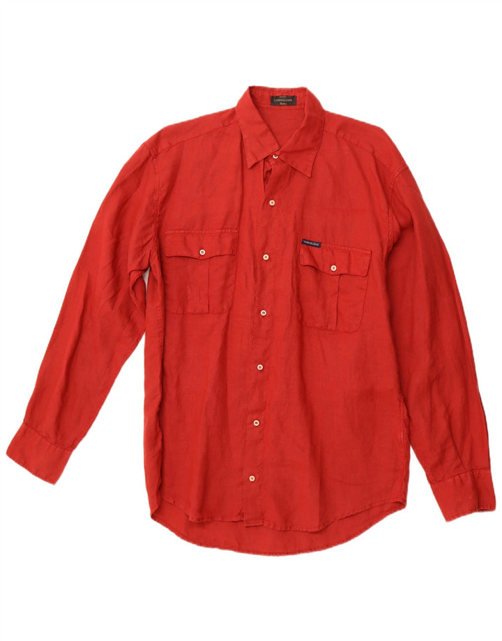 CORNELIANI Mens Shirt Size 41 16 Large Red Linen