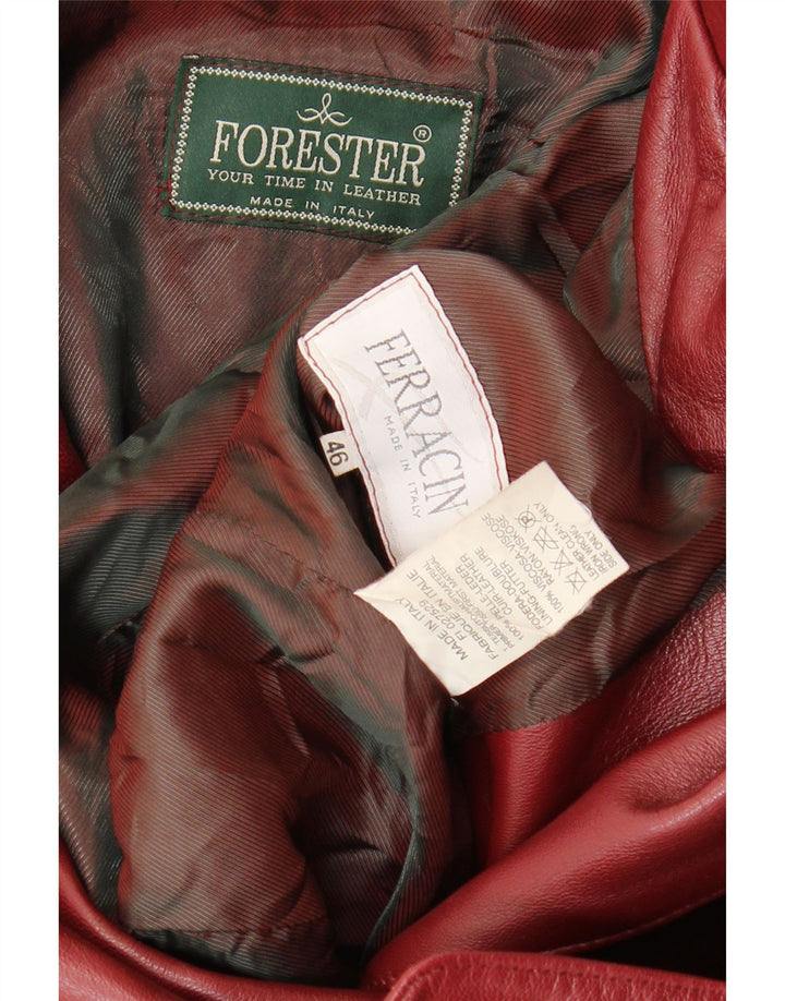 Forester Womens 3 Button Leather Blazer Jacket IT 46 Large Burgundy Leather