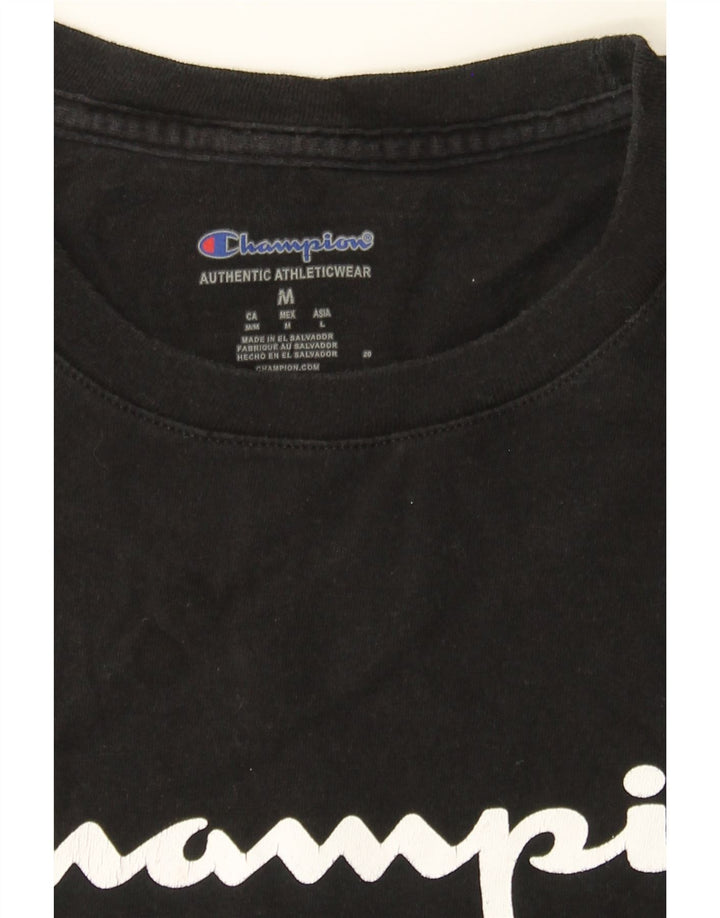 CHAMPION Mens Graphic T-Shirt Top Medium Black Vintage Champion and Second-Hand Champion from Messina Hembry 