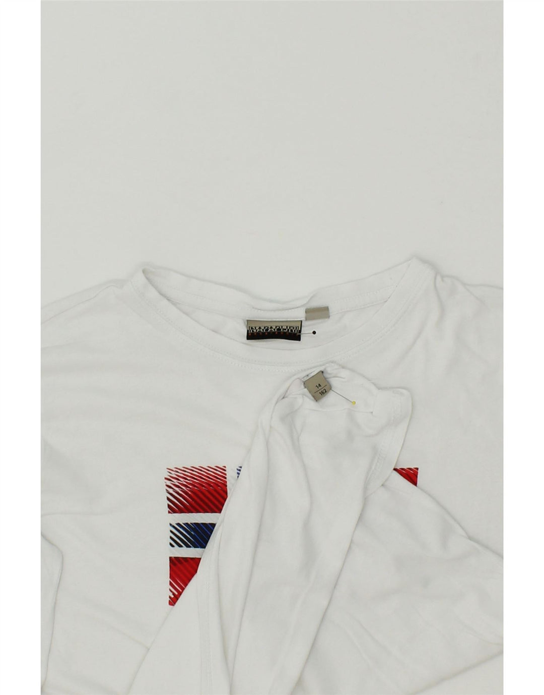 NAPAPIJRI Boys Graphic Top Long Sleeve 13-14 Years White Vintage Napapijri and Second-Hand Napapijri from Messina Hembry 
