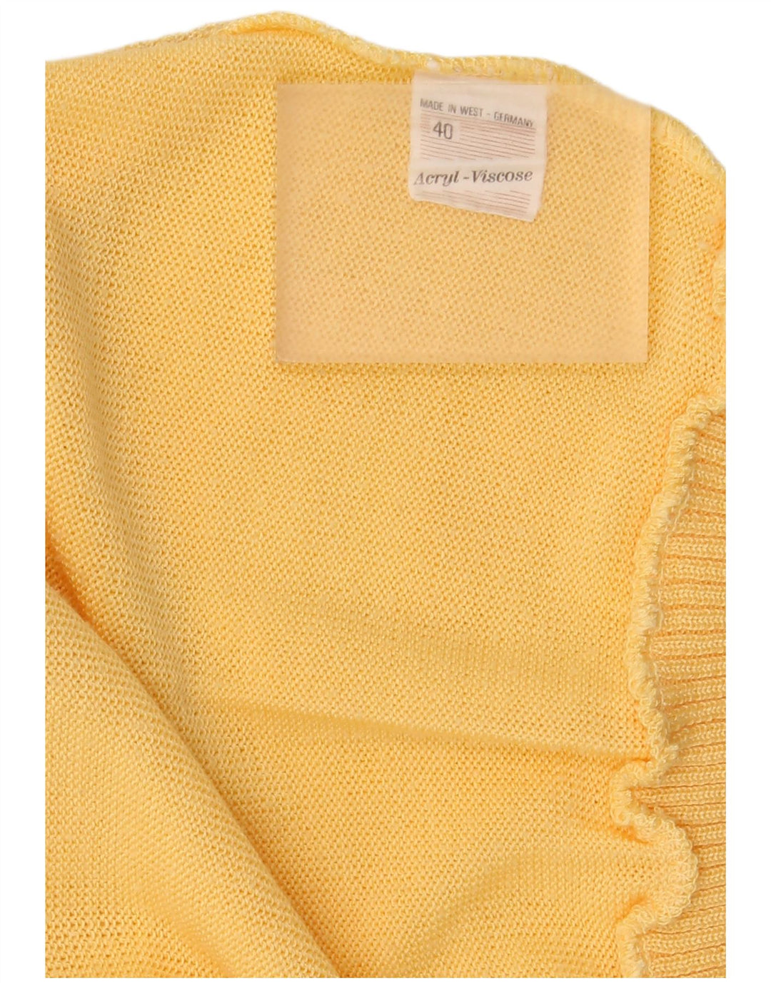 Vintage Womens Boat Neck Jumper Sweater EU 40 Medium Yellow Geometric