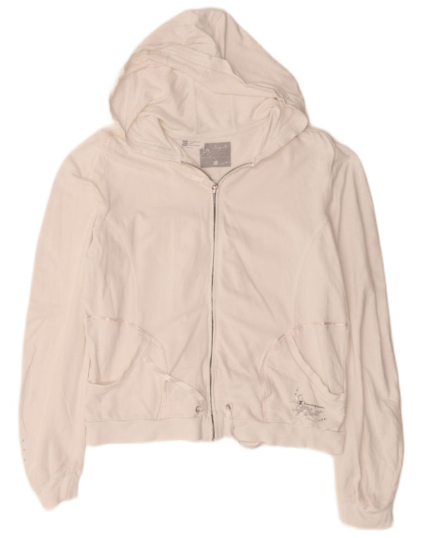 Champion Womens Easy Fit Hooded Zip Hoodie Sweater UK 14 Medium White