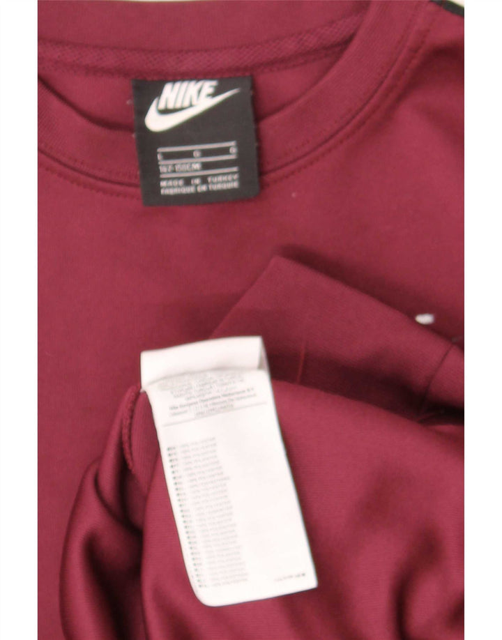 Nike Boys Graphic Sweatshirt Jumper 12-13 Years Large Maroon Colourblock