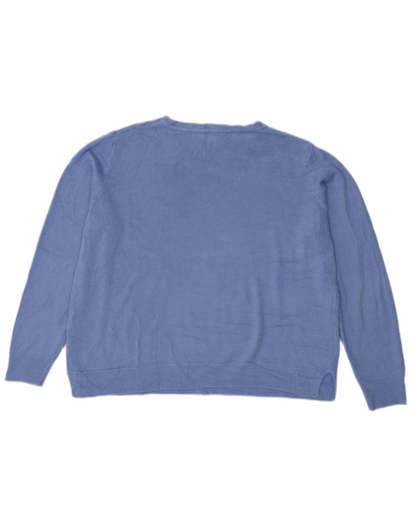 Marks & Spencer Dame Loose Fit Boat Neck Jumper Sweater UK 18 XL Blå