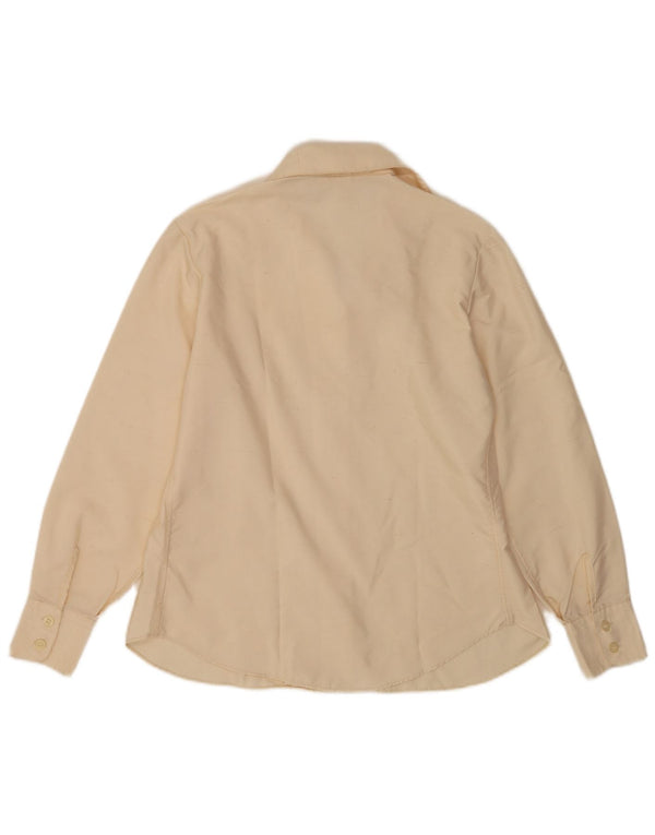Vintage Womens Shirt Blouse UK 12 Medium Off White Polyamide