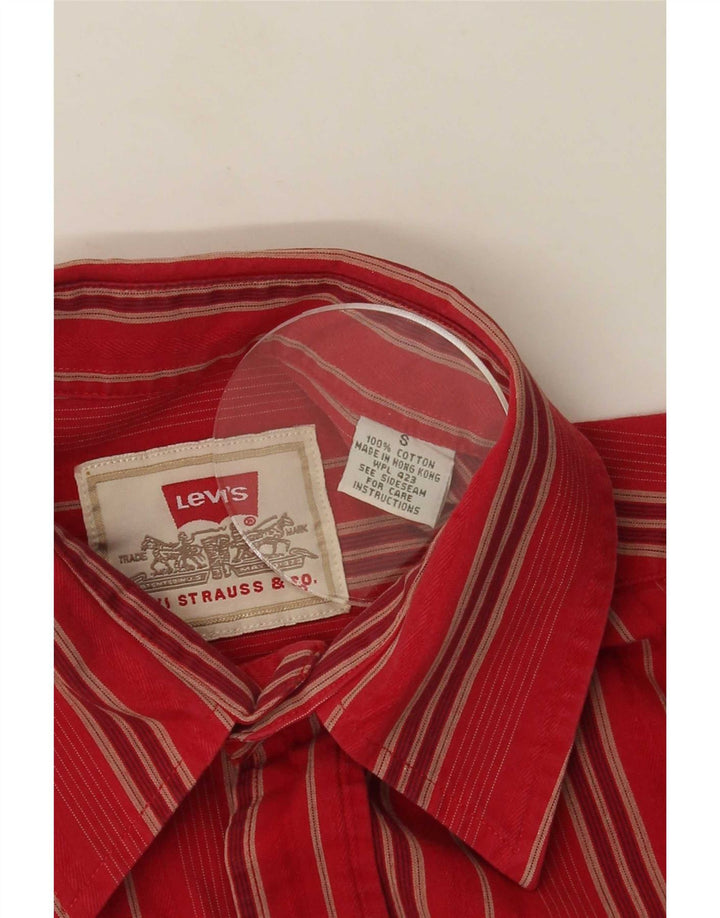 Levi's Mens Short Sleeve Shirt Small Red Striped Cotton