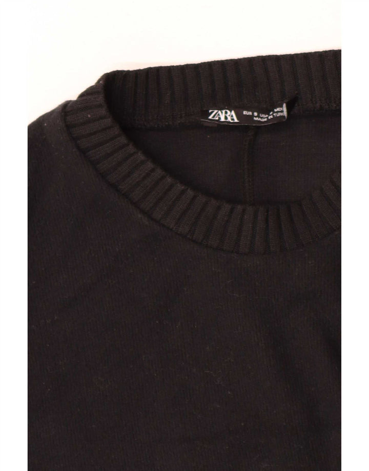 Zara Womens Long Sleeve Jumper Dress UK 10 Small Black Polyester