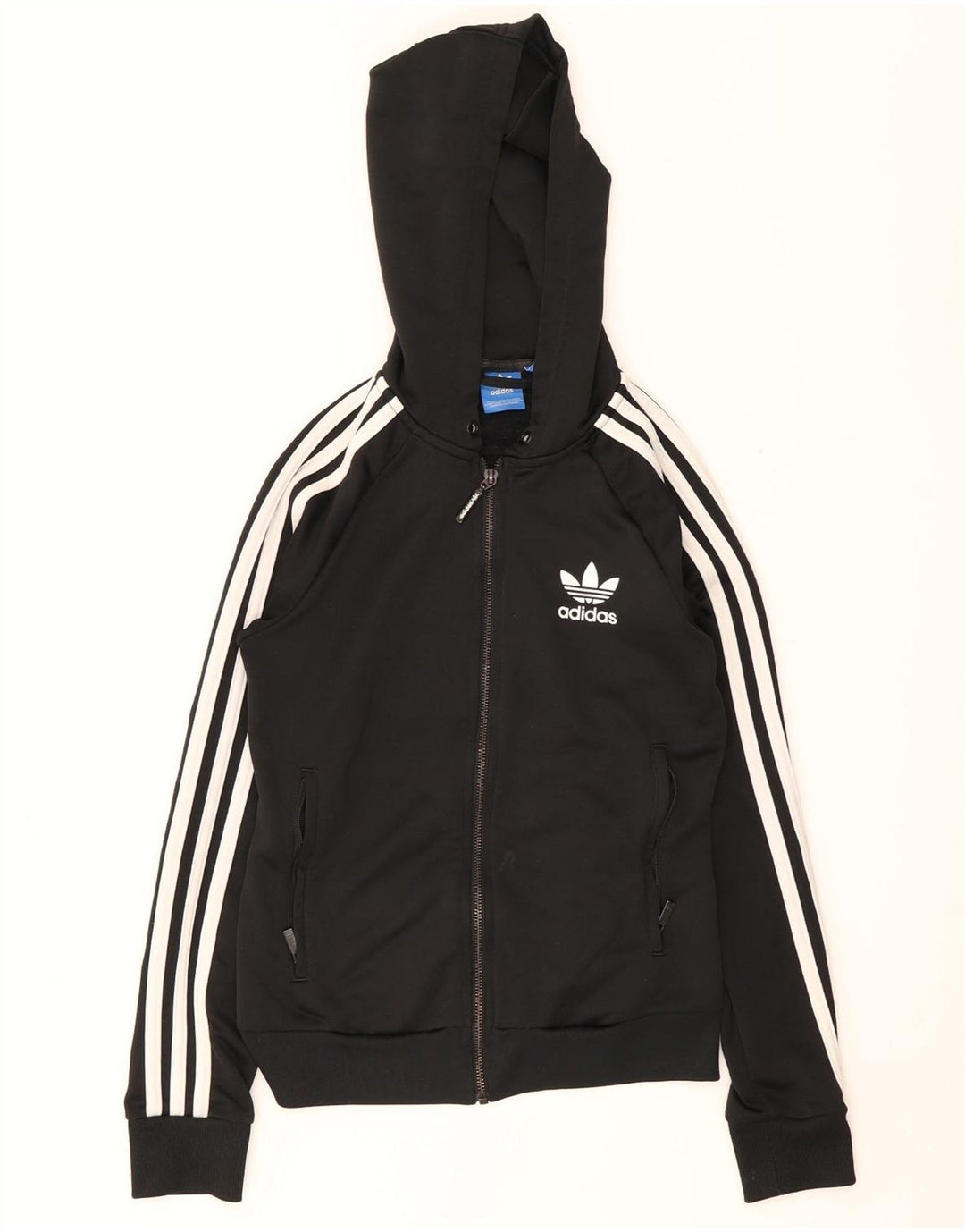 Adidas Womens Zip Hoodie Sweater UK 8 Small Black Polyester