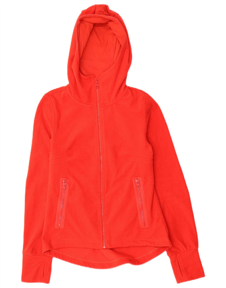 Vintage Womens Graphic Hooded Fleece Jacket UK 10 Small Red Polyester