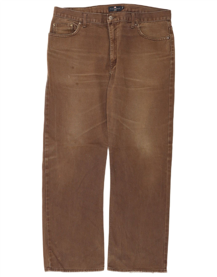 Marks & Spencer Mens Blue Harbour Straight Jeans W38 L31 Brown Cotton