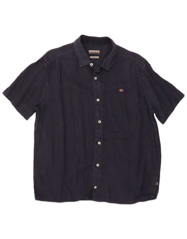 Napapijri Mens Short Sleeve Regular Fit Shirt Medium Navy Blue