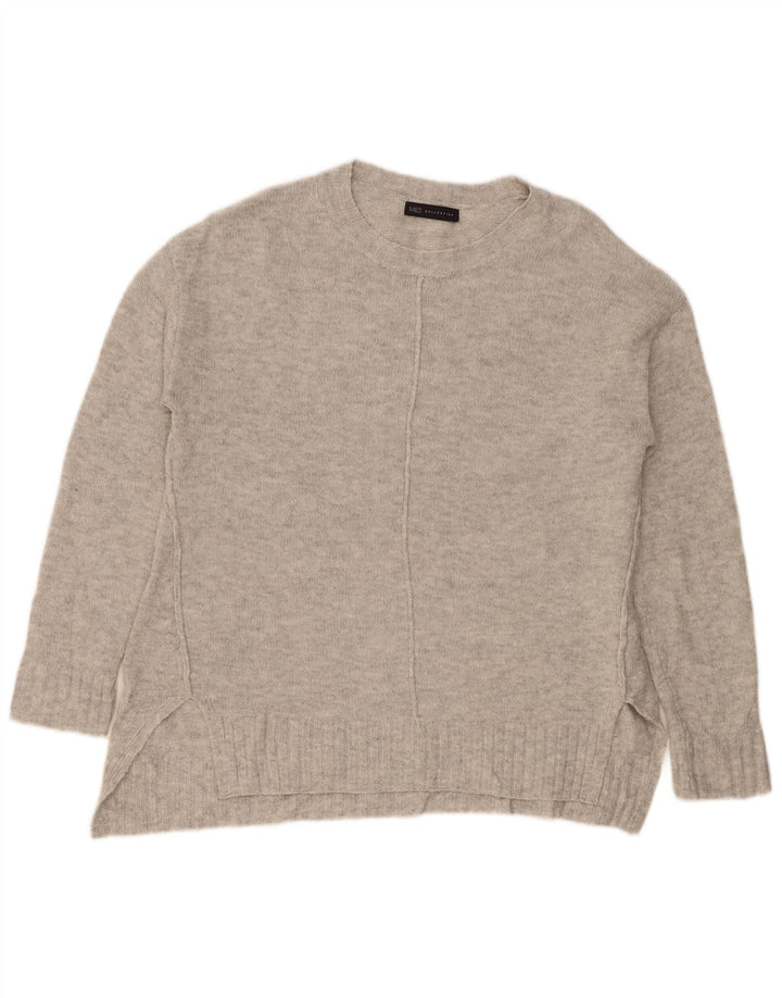 Marks & Spencer Dame Boat Neck Jumper Sweater UK 14 Medium Grey Flecked