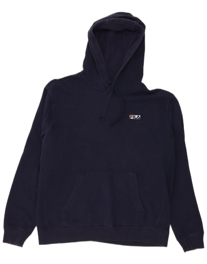 Fila Mens Hoodie Jumper Large Navy Blue Cotton