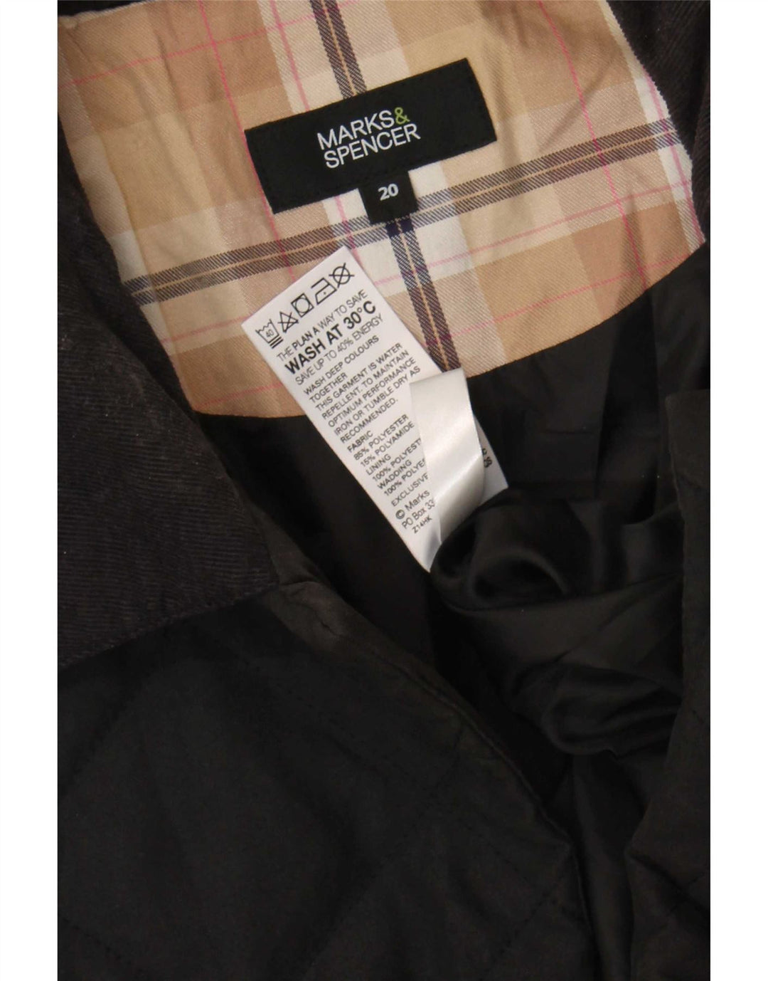 Женская стеганая куртка Marks & Spencer UK 20 2XL, черный полиэстер