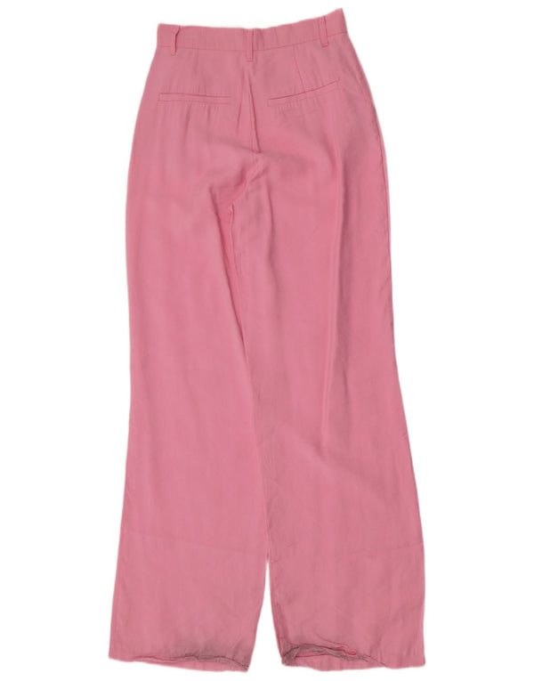 Damskie spodnie chino z wysokim stanem i szeroką nogawką Zara XS W24 L34 Różowy modal