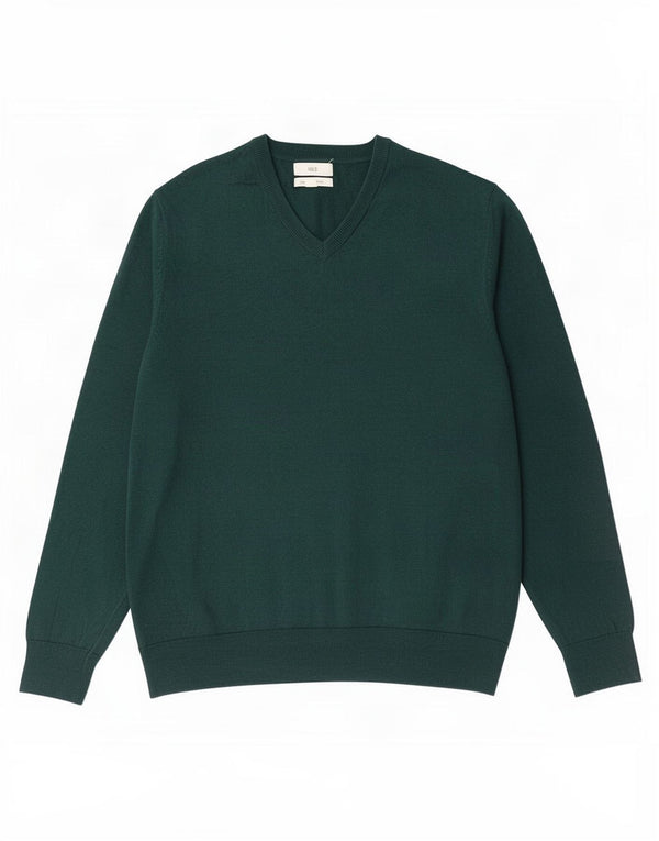 Suéter masculino Marks & Spencer com decote em V XL algodão verde