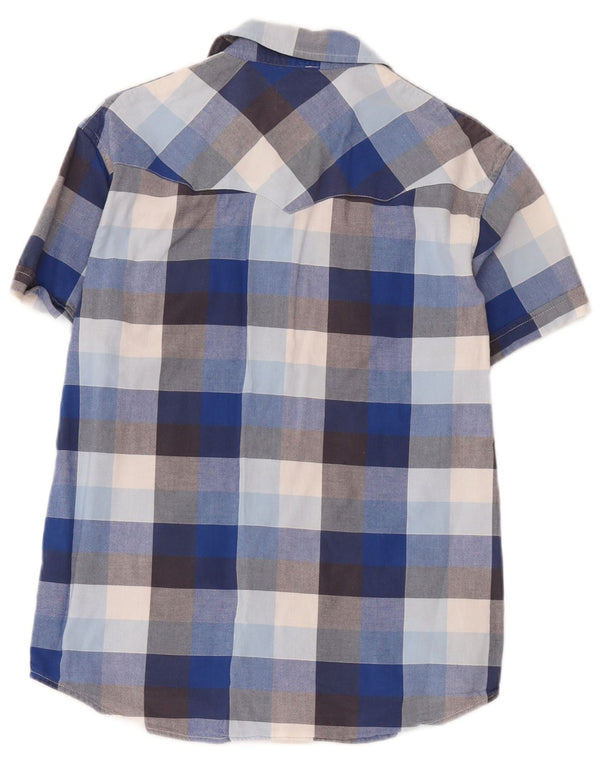 Camicia da uomo Wrangler a maniche corte, vestibilità regolare, in cotone a quadri blu medio