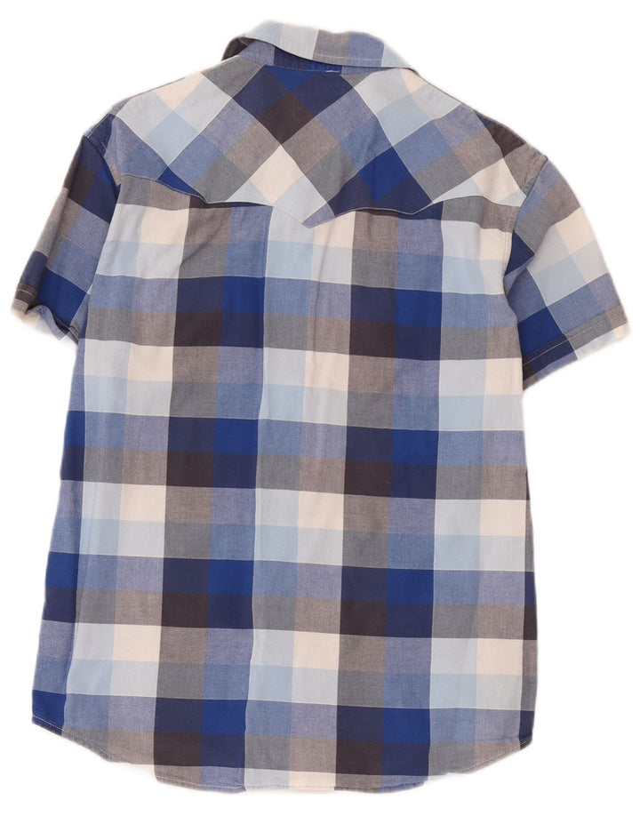 Camicia da uomo Wrangler a maniche corte, vestibilità regolare, in cotone a quadri blu medio