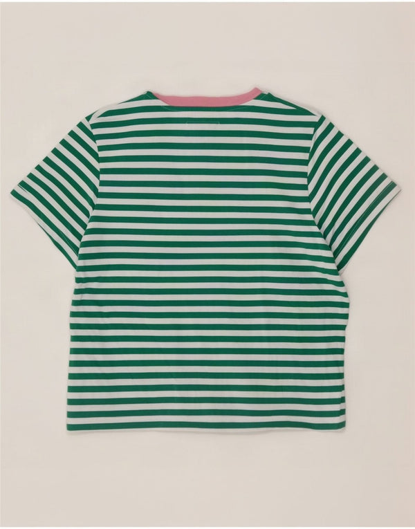 Jack Wills Womens T-Shirt Top UK 12 Medium Green Striped Cotton