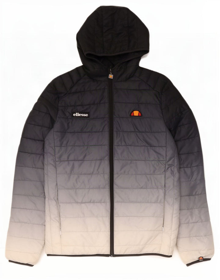 Ellesse Womens Hooded Padded Jacket UK 14 Medium Navy Blue Colourblock