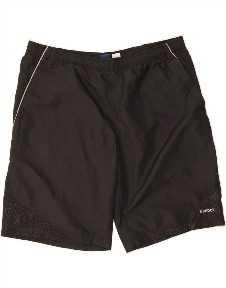REEBOK Mens Sport Shorts Large Black Polyester Vintage Reebok and Second-Hand Reebok from Messina Hembry 
