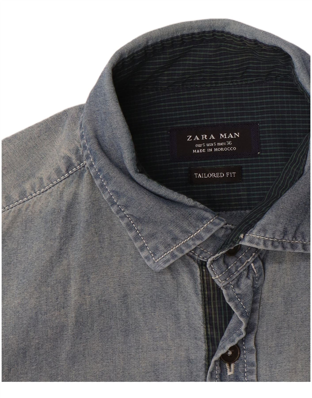 ZARA Mens Tailored Fit Denim Shirt Small Blue