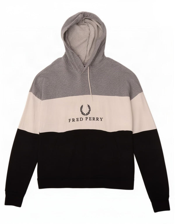 Felpa con cappuccio grafica da donna Fred Perry UK 10 Small Grey Colourblock