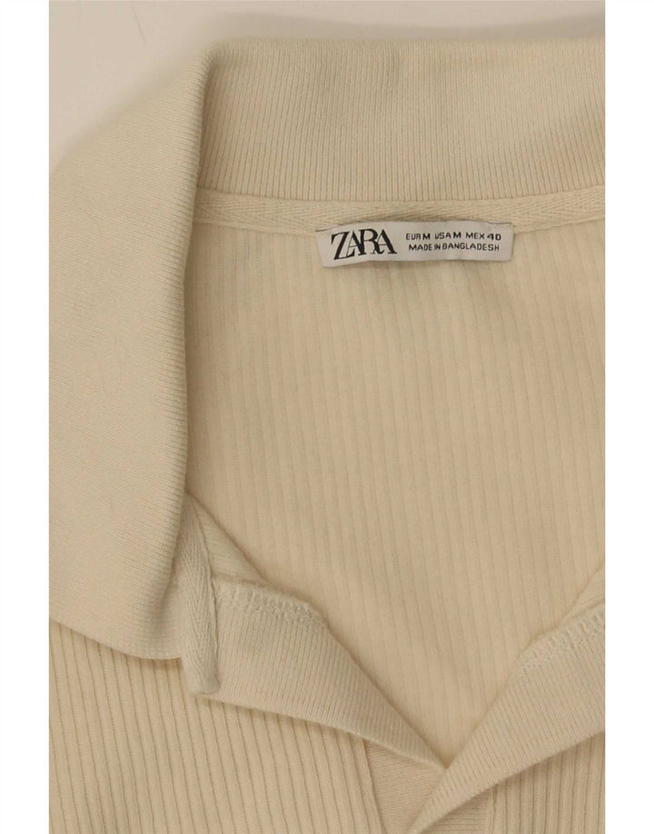 Zara Herren Kurzarm-Poloshirt Mittelbeige