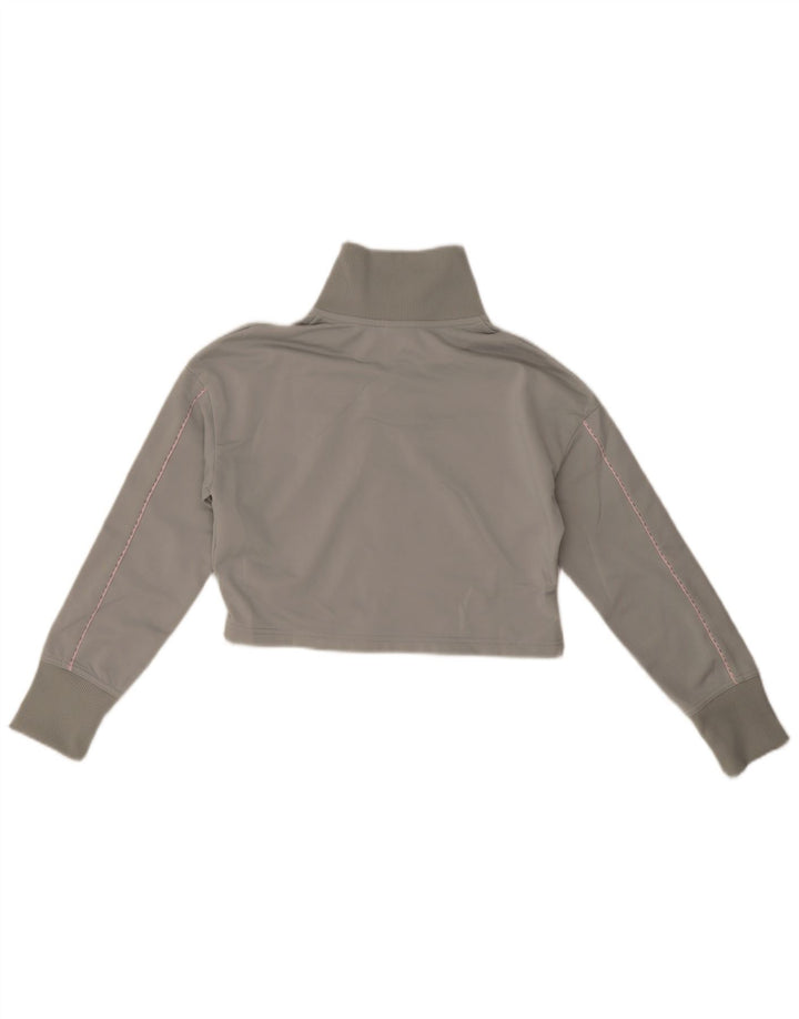 Nike Girls Crop Tracksuit Top Jacket 12-13 Years Large Grey Polyester