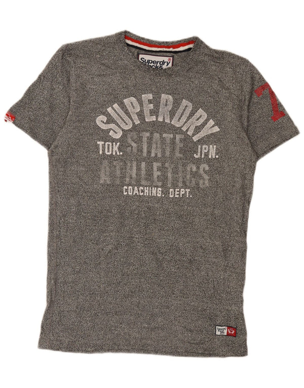 Superdry Mens Graphic T-Shirt Top Small Grey Flecked Cotton Sports